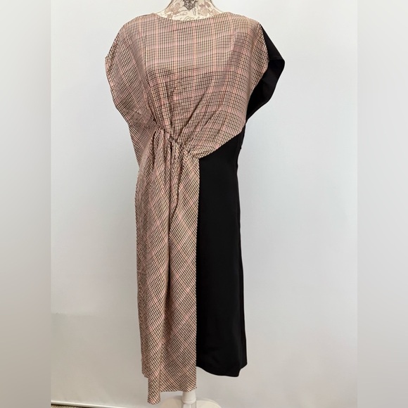 ZARA Tan and Black Asymmetrical Fitted Dress size L - Picture 4 of 16